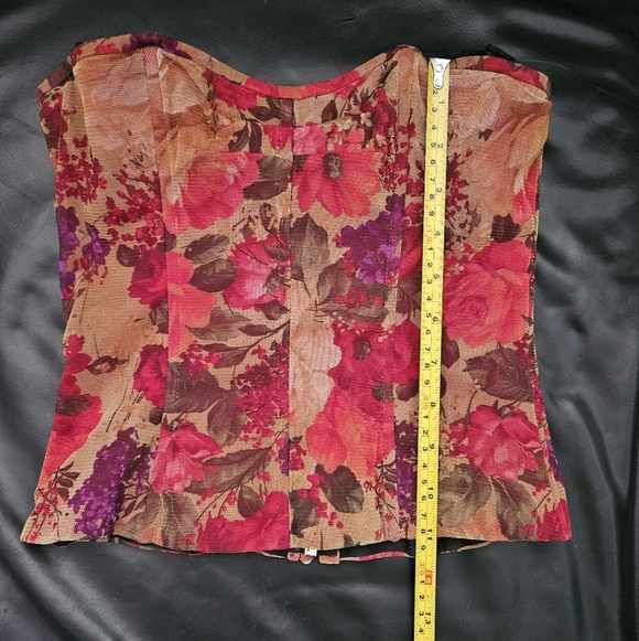 Victoria's Secret Corset Floral Strapless Top Stretchy Padded Full Zip Sz Small - Picture 8 of 12